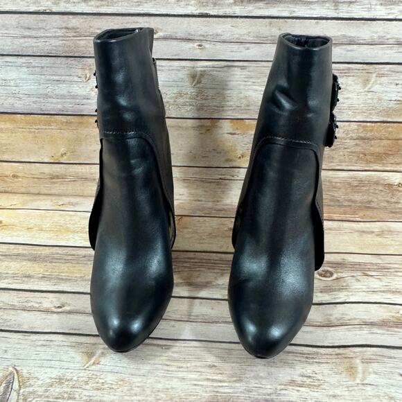 Vera Wang Womens Black Leather Rebel Rahda High Heel Ankle Boots 9M - Picture 2 of 11